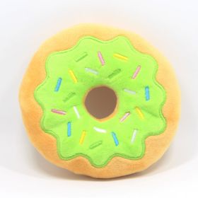 New Donut Pet Plush Toy (Color: Yellow and Black Polka Dot Ruffle: Green)