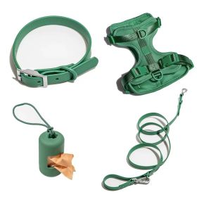 Dog Tactical Chest Back Anti-bite Waterproof Collar (Option: Green Four Piece Set-L)
