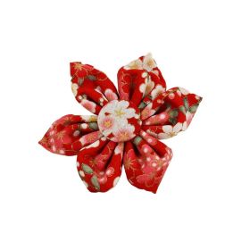 Japanese Floral Dog Collar Alloy Buckle Hand Holding Rope Pet Collar (Option: Flowers-L)