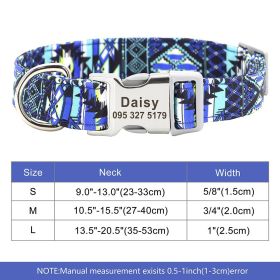 Adjustable Nylon Dog Collar Personalized Dogs Cat ID (Option: 337Blue-L)