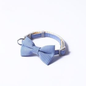 Pet Adjustable Bow Cat Collar (Color: Yellow and Black Polka Dot Ruffle: Blue)