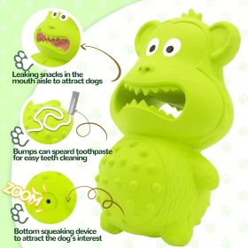 Rubber Mouthing Monkey Toy Durable Rubber Dog Chew Toy Tough Dog Tooth Cleaning Toy Squeaky Durable Medium Large Breed Interactive Chew Toy (Color: Yellow and Black Polka Dot Ruffle: Green)