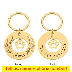 Personalized Pet Tag Medal Customized Metal Dog Collar (Color: Yellow and Black Polka Dot Ruffle: Gold)