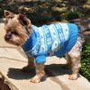Dog Cable Knit 100% Cotton Sweater  Snowflakes and Hearts Blue