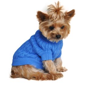 Dog Cable Knit 100% Cotton Sweater         Riverside Blue (size: X-Large)