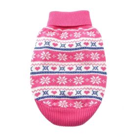Dog Cable Knit 100% Cotton Sweater    Snowflakes and Hearts Pink (size: medium)