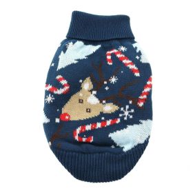 Dog Cable Knit 100% Cotton Sweater  Ugly Raindeer (size: medium)