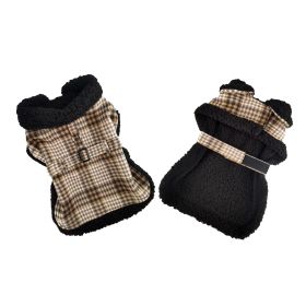 Sherpa-Lined Dog Harness Coat - Brown & White Plaid (size: XX-Large)
