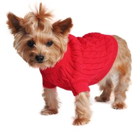 Dog Cable Knit 100% Cotton Sweater      Fiery Red (size: X-Small)
