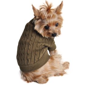 Dog Cable Knit 100% Cotton Sweater     Herb Green (size: small)