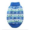 Dog Cable Knit 100% Cotton Sweater  Snowflakes and Hearts Blue