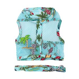 Cool Mesh Dog Harness with Leash - Surfboards and Palms (size: large)