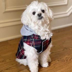 Weekender Dog Sweatshirt Hoodie - Red and Black Plaid Flannel (size: large)