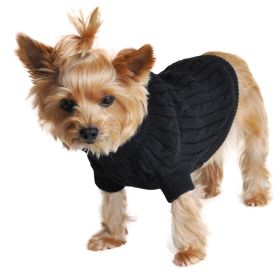 Dog Cable Knit 100% Cotton Sweater         Jet Black (size: XX-Small)