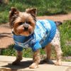 Dog Cable Knit 100% Cotton Sweater  Snowflakes and Hearts Blue